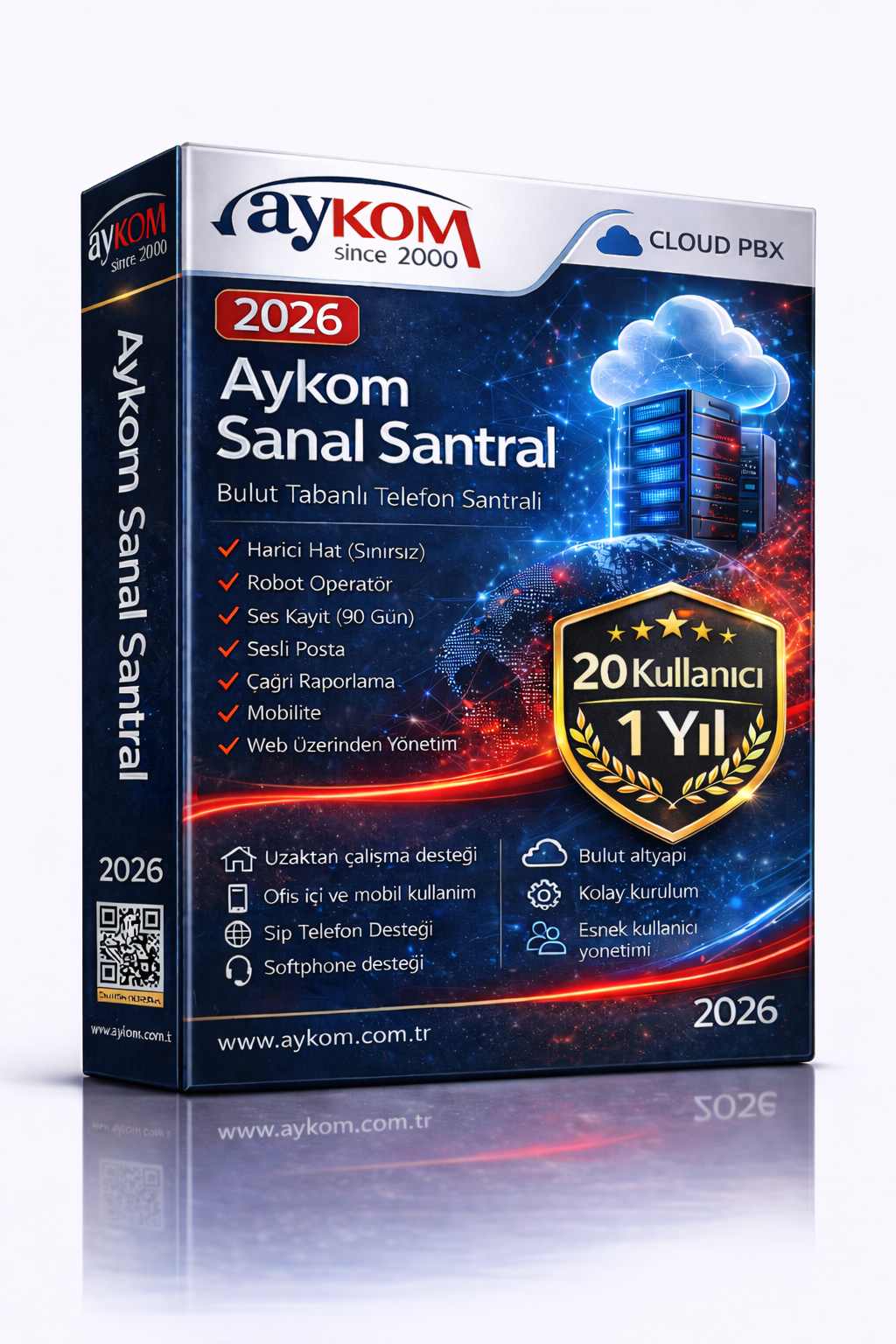 Aykom Sanal Santral 20 Kullanıcı + Robot Operatör + Ses Kayıt