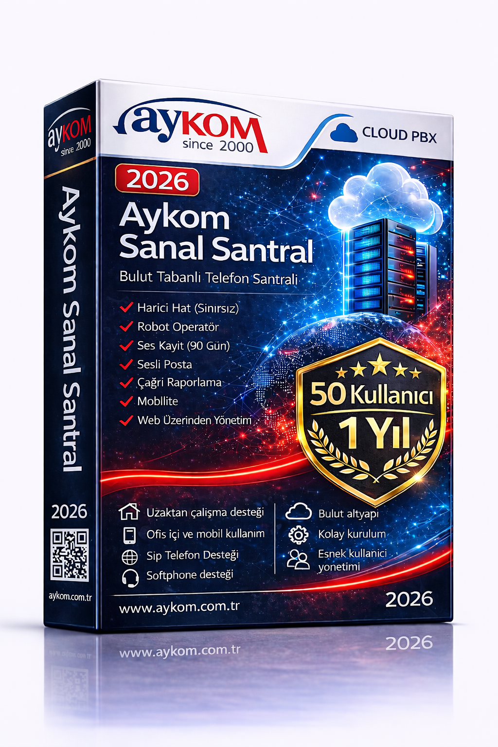 Aykom Sanal Santral 50 Kullanıcı + Robot Operatör + Ses Kayıt