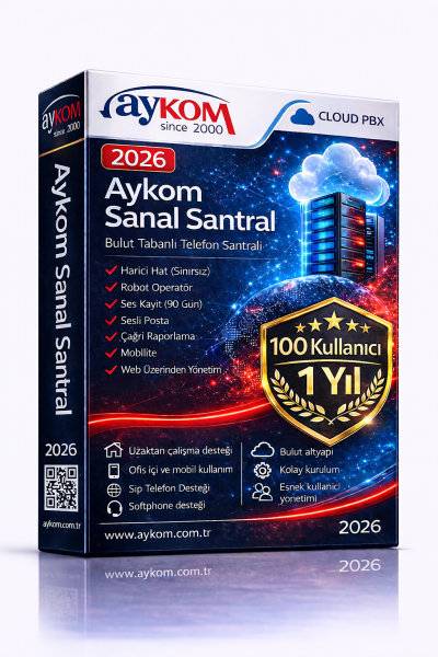 Aykom Sanal Santral 100 Kullanıcı + Robot Operatör + Ses Kayıt
