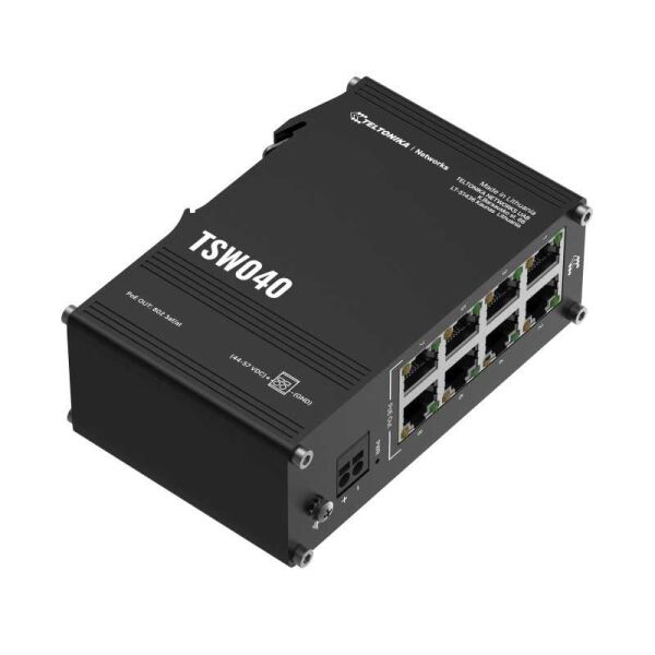 Teltonika TSW040 8x10/100 Endüstriyel Ethernet Switch Poe+