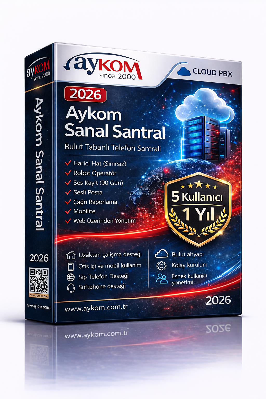 Aykom Bulut Santral 5 Kullanıcı + Robot Operatör + Ses Kayıt