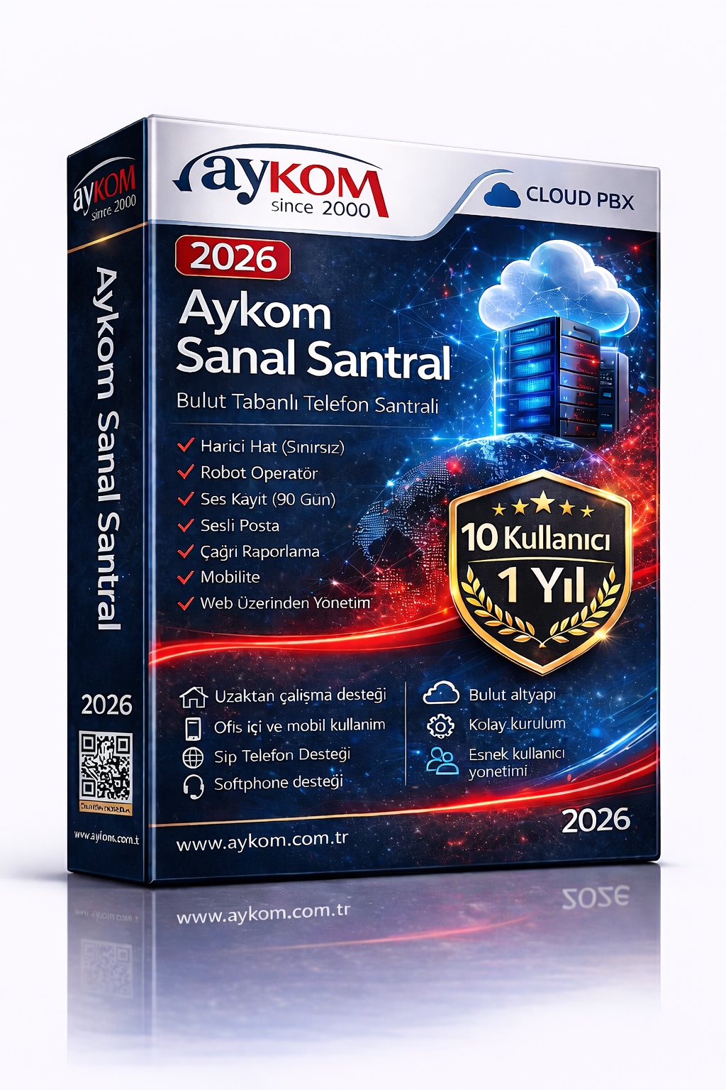 Aykom Bulut Santral 10 Kullanıcı + Robot Operatör + Ses Kayıt