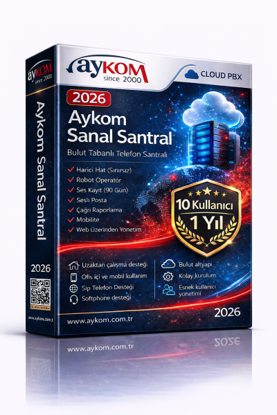 Aykom Bulut Sanal Santral 10 Kullanıcı + Robot Operatör + Ses Kayıt