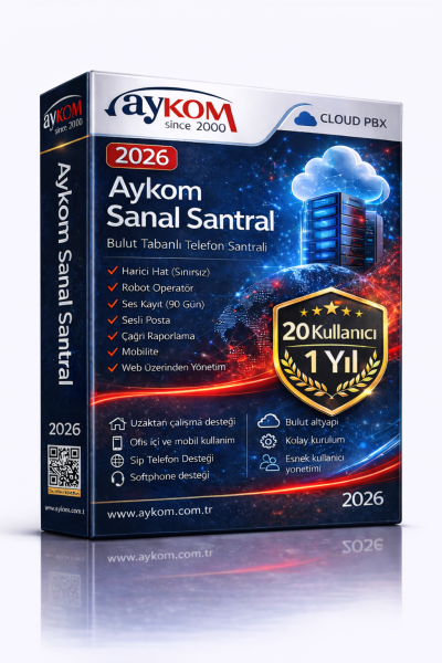 Aykom Bulut Santral 20 Kullanıcı + Robot Operatör + Ses Kayıt
