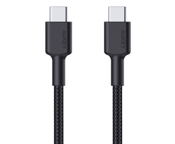 Aukey CB-CD45-BK PD Naylon Örgülü Type-C Type-C Şarj Kablosu 0.9M