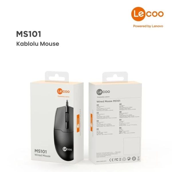 LECOO MS101 KABLOLU 1200 DPI SİYAH MOUSE