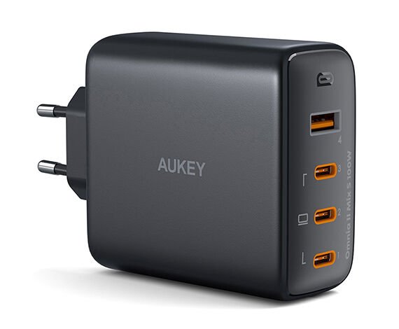 Aukey PA-B7S-BK 100W Dört Bağlantı Noktalı PD GaN Duvar Şarj Cihazı