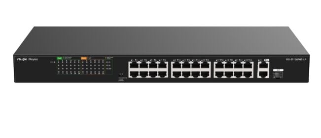 RUIJIE REYEE RG-ES126FGS-LP 24 PORT 10/100 24 PORT POE 2 PORT UPLINK + 1 SFP 180 WATT YONETILEMEZ RACK MOUNT SWITCH