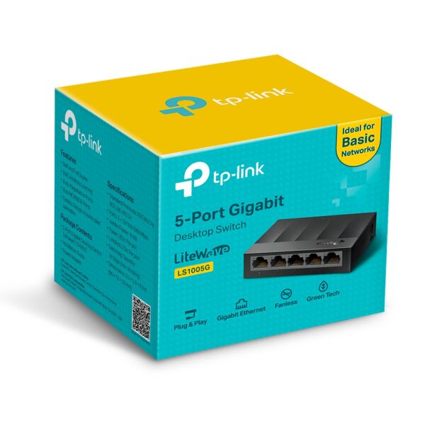 TP-LINK LS1005G 5 PORT 10/100/1000 YONETILEMEZ DESKTOP SWITCH PLASTİK KASA