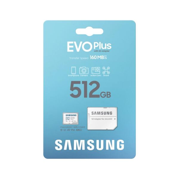 SAMSUNG EVO PLUS 512GB MICRO SD 160MB/s HAFIZA KARTI MB-MC512SA/TR