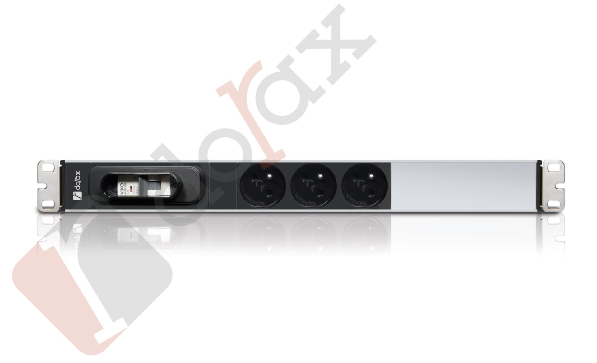 19'' 1U 3'lü Fransız (UPS) Soket 1,8 Mt Kablolu Grup Priz-16A Sigortalı (DR-7951-3FU)