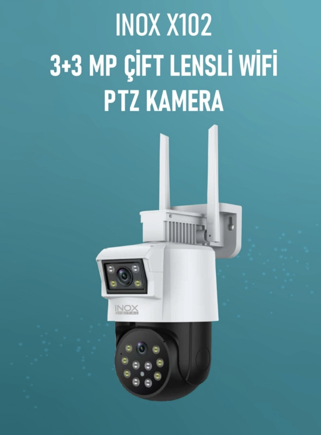 INOX X102 3+3MP 2 KAMERALI  2048×1536 WIFI IP65 IP SOLAR PANEL KAMERA