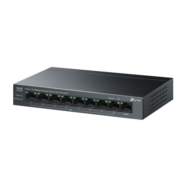 TP-LINK LS109P 9 PORT 10/100 8 PORT POE+ YONETILEMEZ DESKTOP SWITCH METAL KASA