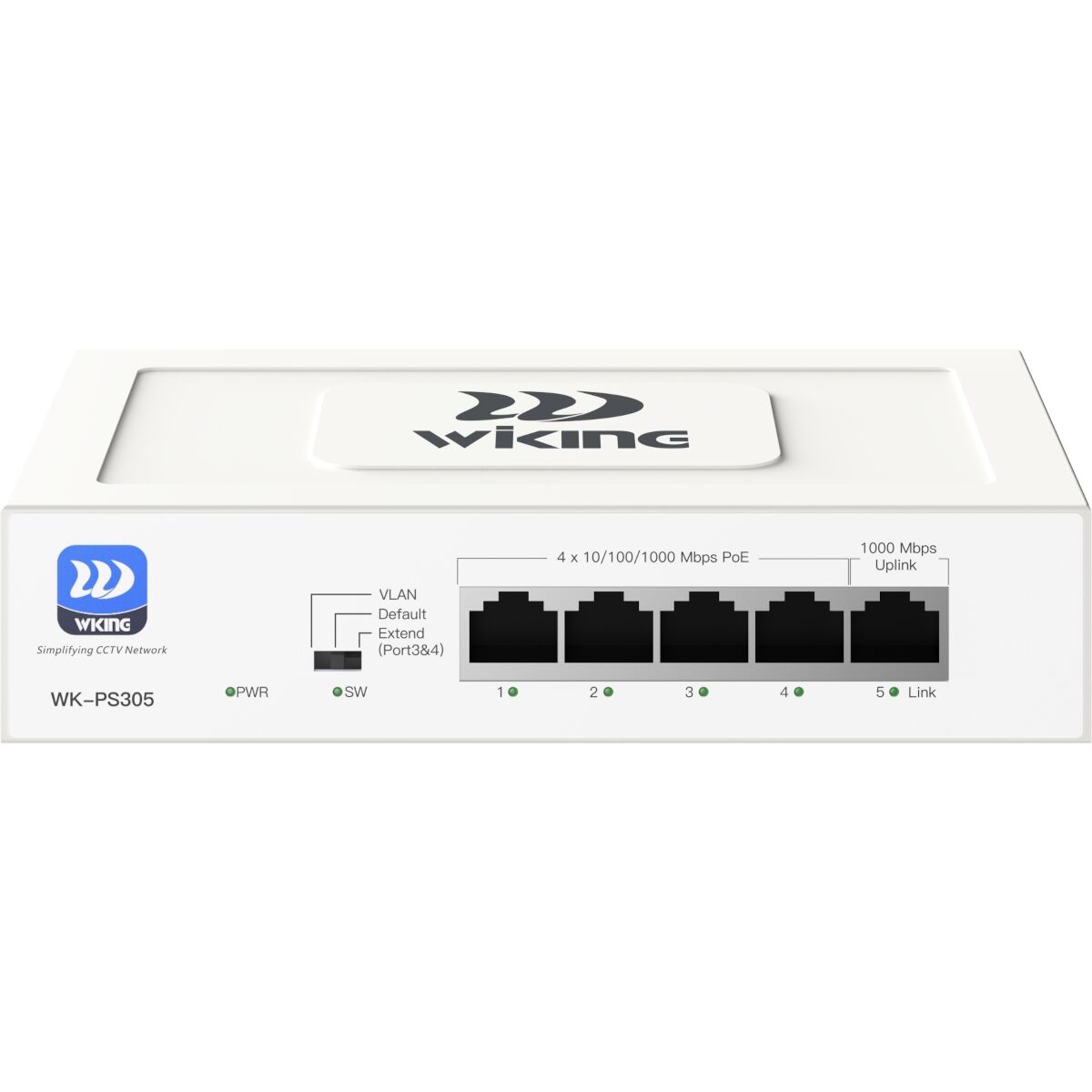 WI-TEK WIKING WK-PS305 4 PORT 10/100/1000 4 PORT POE 1GE UPLINK 45W YONETILEMEZ DESKTOP SWITCH