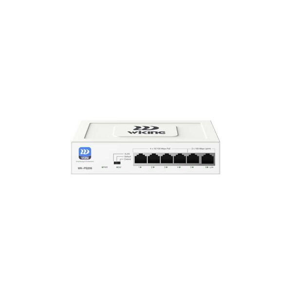 WI-TEK WIKING WK-PS206 4 PORT 10/100 4 PORT POE 2FE UPLINK 45W YONETILEMEZ DESKTOP SWITCH
