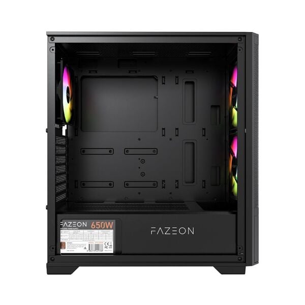 FAZEON F16A650BBM 650W 80+ BR 3x ARGB FAN ATX 2xUSB3.0 SİYAH GAMING KASA