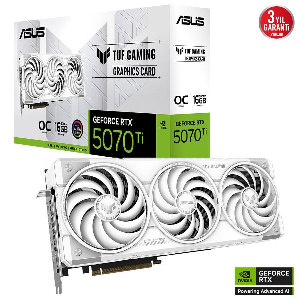 ASUS TUF RTX5070Ti O16G White Gaming 16GB GDDR7 OC DLSS4 Ekran Kartı