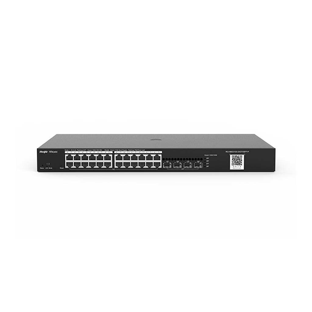 Reyee RG-NBS3100-24GT4SFP-P 26 Portlu, 10/100/1000 Gigabit, L2 Yönetilebilir Switch, 4 SFP, 24 Port PoE+ (370W)