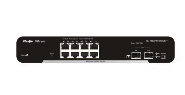 Reyee RG-NBS3100-8GT2SFP-P 8 Portlu, 10/100/1000 Gigabit, L2 Yönetilebilir Switch, 2 SFP, 8 Port PoE+ (125W)