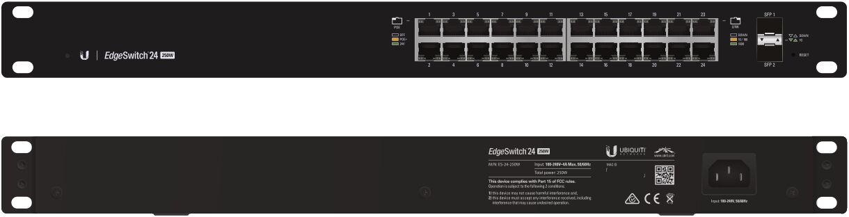 UBNT Ubiquiti EdgeSwitch ES-24-250W 24 Port Gigabit - 2 SFP Yönetilebilir PoE+