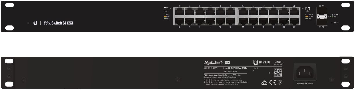 UBNT Ubiquiti EdgeSwitch ES-24-500W  24 Port Gigabit - 2 SFP  Yönetilebilir PoE+