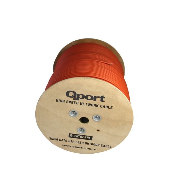 QPORT Q-CATO2RHF 500MT UTP CAT6 OUTDOOR NETWORK KABLO TURUNCU LSZH 23AWG 0.58MM