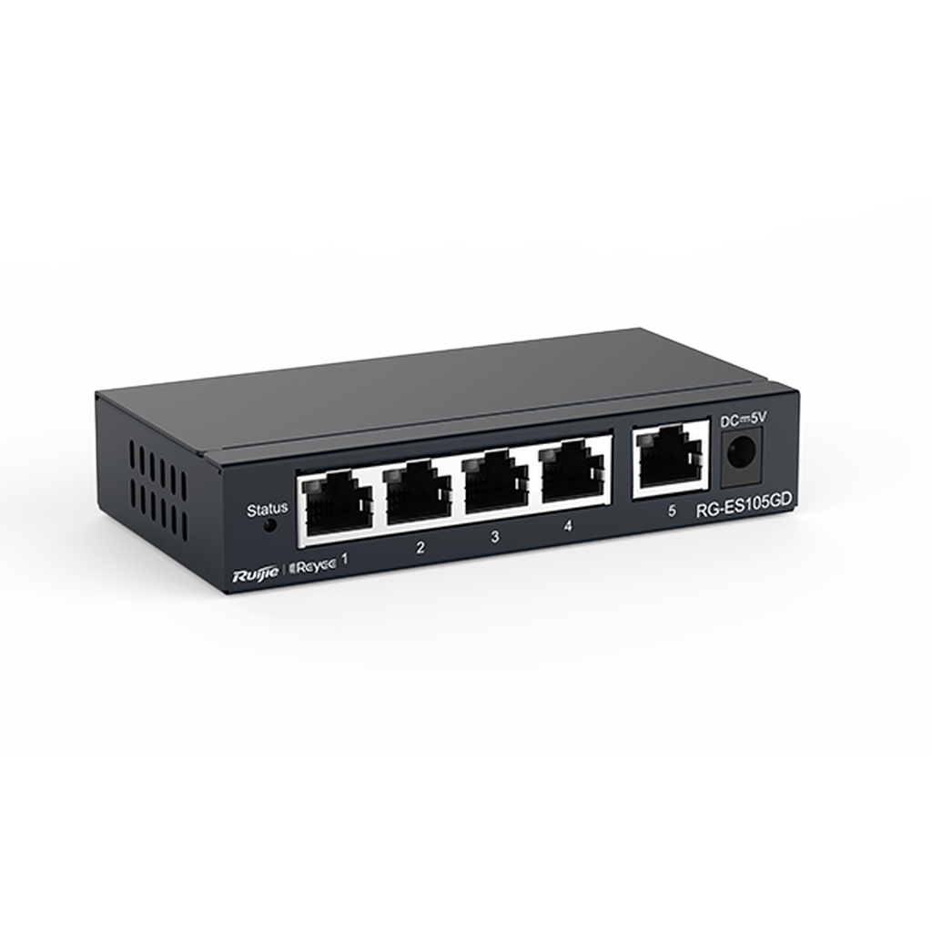Reyee RG-ES105GD 5 Portlu, 10/100/1000 Gigabit, Tak Çalıştır Switch, Metal Kasa