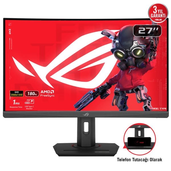 ASUS ROG STRIX XG27WCS 27'' 1MS 180Hz QHD 2560x1440 DP/HDMI/TYPE-C VESA PIVOT IPS LED CURVED GAMING MONITOR