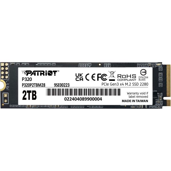 PATRIOT P320 2TB 3000/2200MB/s M2 PCIE GEN3 NVME SSD P320P2TBM28