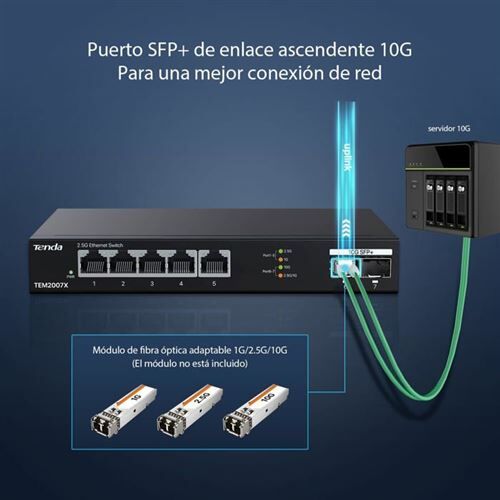 TENDA TEM2007X 5 PORT 10/100/1000/2.5G 2 X SFP YONETILEBILIR DESKTOP SWITCH