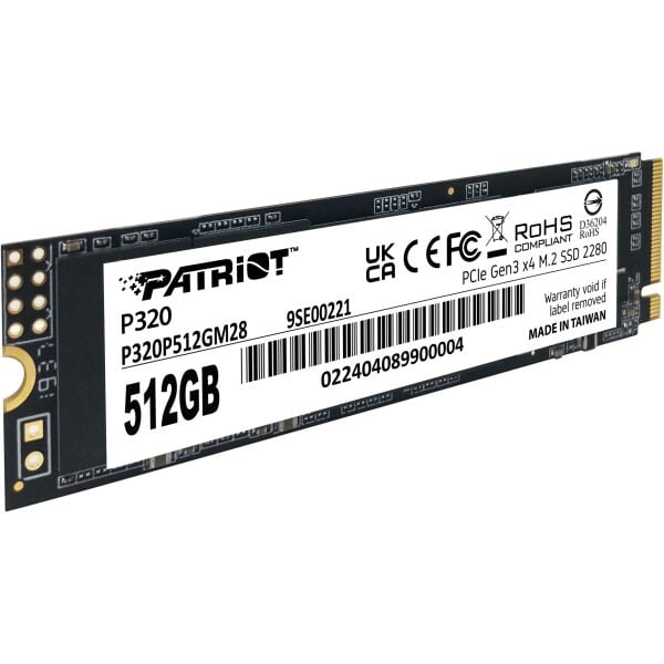 PATRIOT P320 512GB 3000/2200MB/s M2 PCIE GEN3 NVME SSD 4711378427615