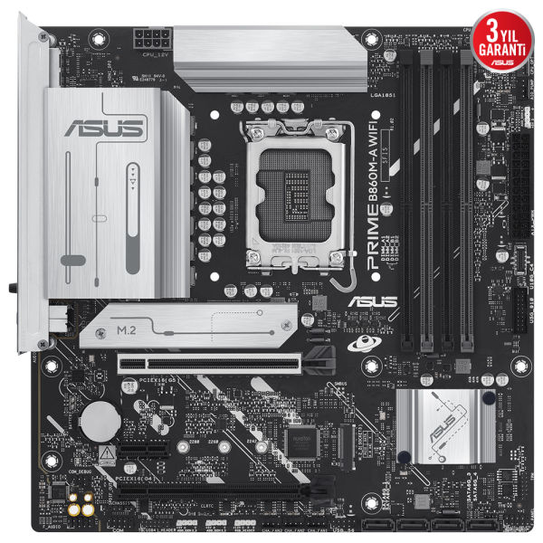 ASUS PRIME B860M-A WIFI 4x DDR5 DP/HDMI 2x M.2 1x 2.5GLAN/WIFI/BT USB3.2 1851P ANAKART