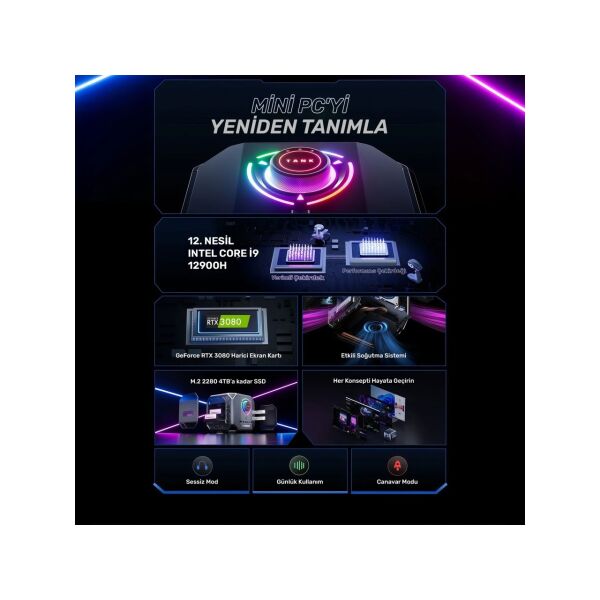 RAXIUS MP M1A i9 3080-129H002 I9-12900H 16GB 1TB SSD 8GB RTX3080 FREEDOS MINI PC