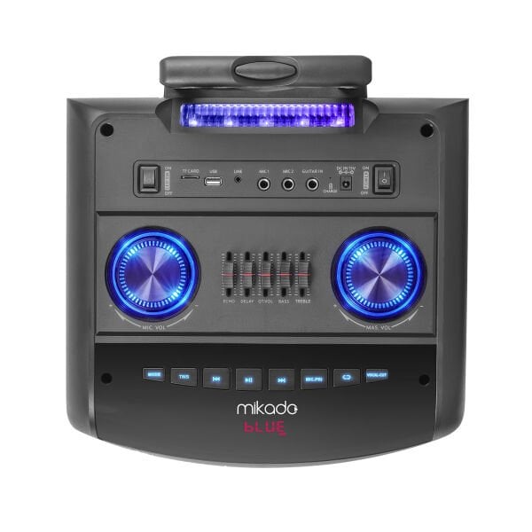 Mikado MD-90BT Boomer 80W 2 Adet UHF Mikrofonlu USB+TF+AUX+ Bluetooth Destekli Siyah Profesyonel Ses Sistemi