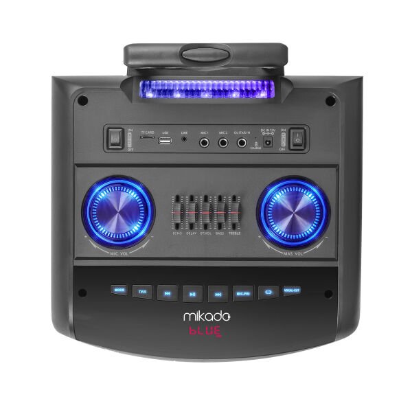 Mikado MD-90BT Boomer 80W 2 Adet UHF Mikrofonlu USB+TF+AUX+ Bluetooth Destekli Siyah Profesyonel Ses Sistemi