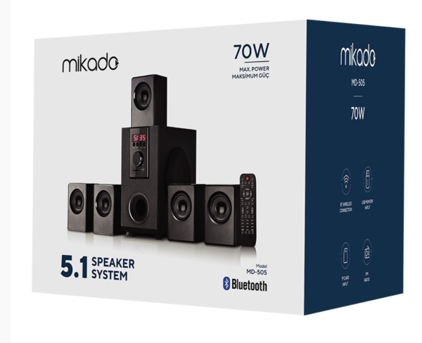 Mikado MD-505 5+1 Usb+SD+FM Destekli Bluetooth Speaker