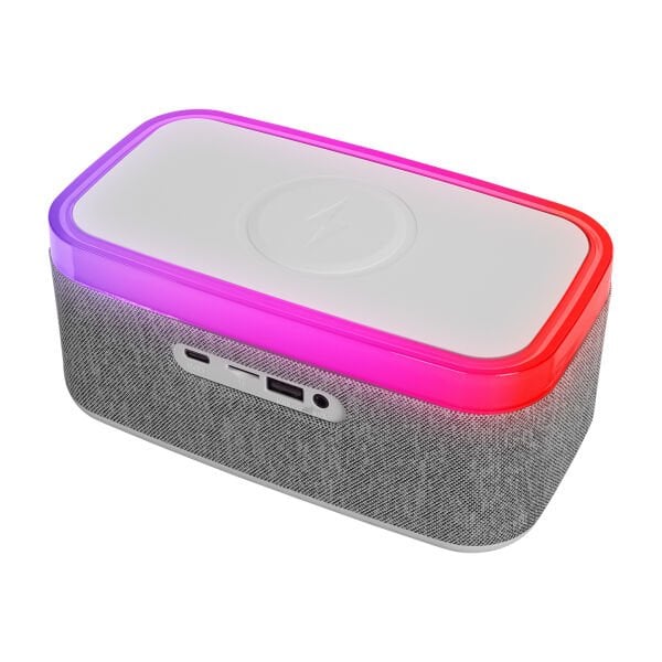 Mikado MD-W8 1200mAh 10W Gri Bluetooth-Usb-Kablosuz Şarj RGB-Gece Lambası Özellikli Alarmlı Saat Speaker