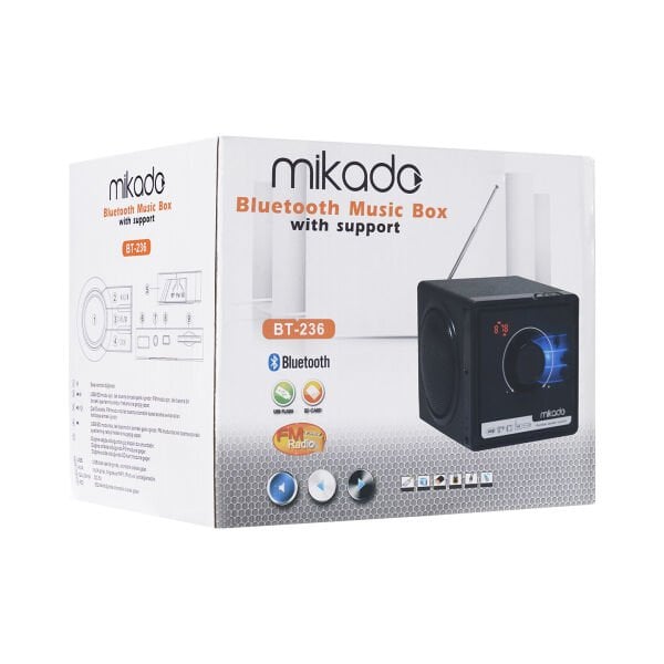 Mikado BT-236 3W+3W Siyah SD+MMC+Fm destekli Bluetooth Müzik Kutusu