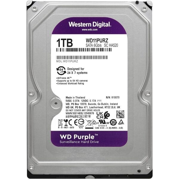 WD PURPLE 1TB 5400RPM 64MB SATA3 WD11PURZ 7/24 HDD RESMİ DİSTİ GARANTİLİ