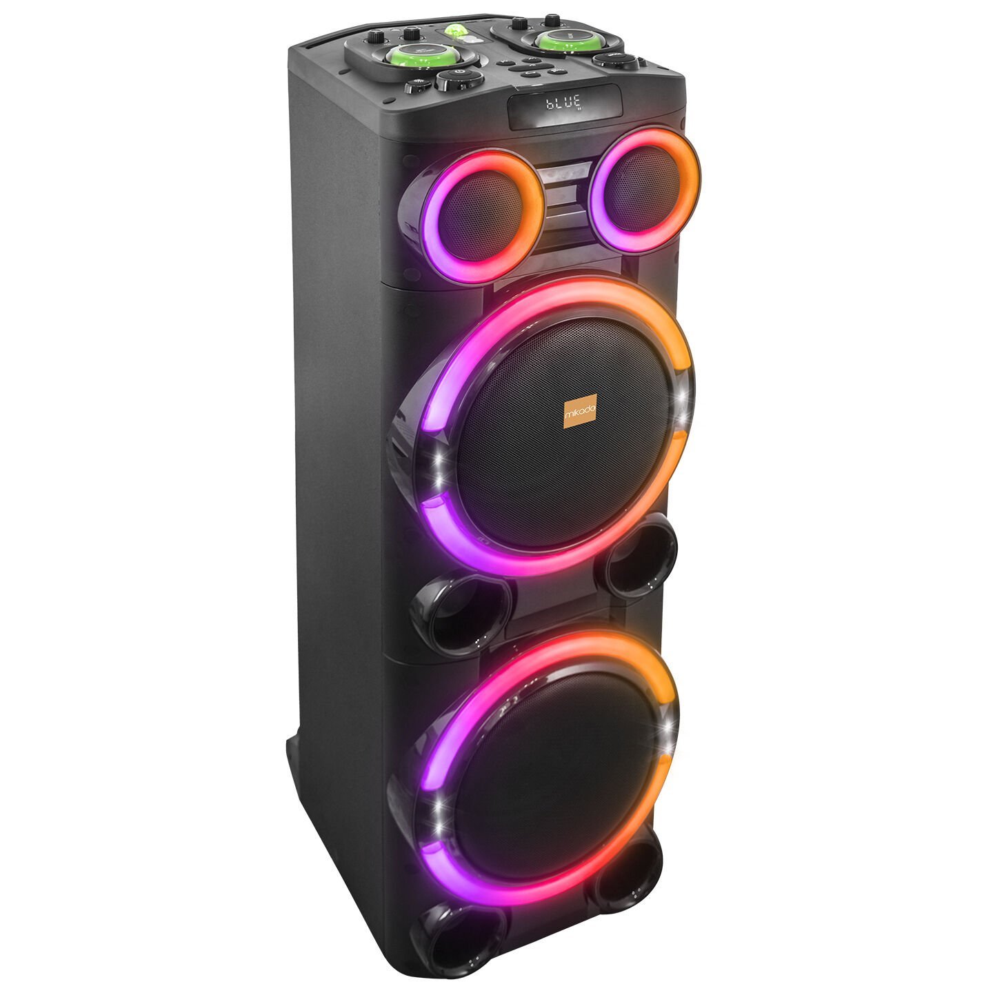 Mikado MD-104KP 200W 12V 14000mAh Bataryalı Siyah 1 UHF UV Mikrofonlu USB/BT/TF/TWS/AUX RGB 220V Kablolu Toplantı Anfisi