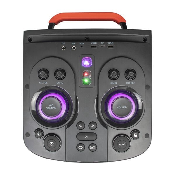 Mikado MD-104KP 200W 12V 14000mAh Bataryalı Siyah 1 UHF UV Mikrofonlu USB/BT/TF/TWS/AUX RGB 220V Kablolu Toplantı Anfisi