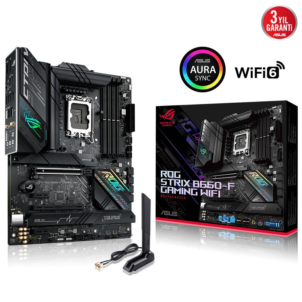 ASUS ROG STRIX B660-F GAMING WIFI 4xDDR4 HDMI/DP 3xM.2 1xGLAN 1700P ANAKART