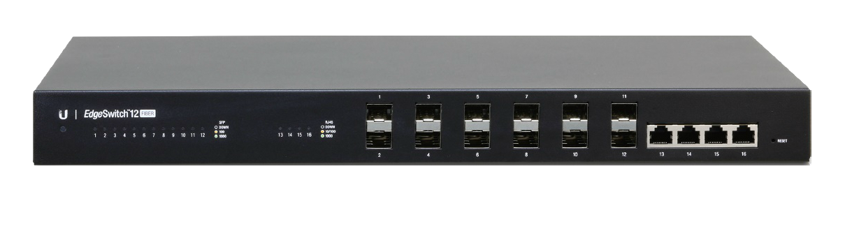 UBNT Ubiquiti EdgeSwitch ES-12-F  12 Adet SFP(Fiber )  , 4 Adet  Gigabit Eth Yönetilebilir Swich