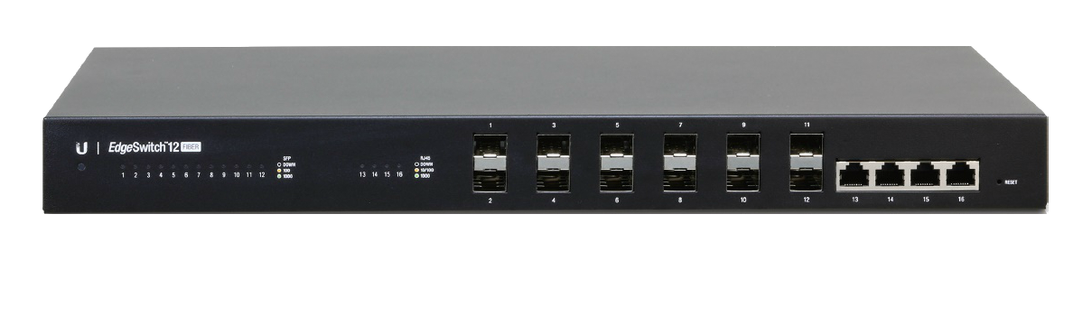 UBNT Ubiquiti EdgeSwitch ES-12-F  12 Adet SFP(Fiber )  , 4 Adet  Gigabit Eth Yönetilebilir Swich