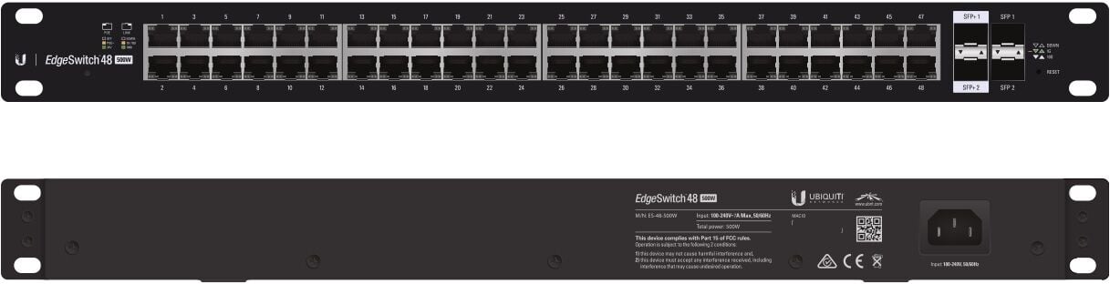 UBNT Ubiquiti EdgeSwitch ES-48-750W  48 Port Gigabit - 2 SFP + 2SFP+ Yönetilebilir PoE+