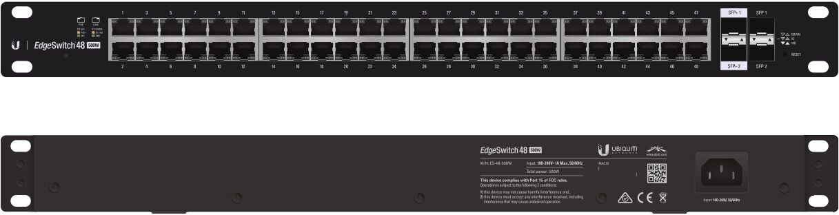 UBNT Ubiquiti EdgeSwitch ES-48-750W  48 Port Gigabit - 2 SFP + 2SFP+ Yönetilebilir PoE+