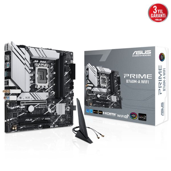ASUS PRIME B760M-A WIFI 4xDDR5 HDMI/DP 2xM.2 1xGLAN 1700P ANAKART