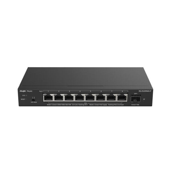 RUIJIE REYEE RG-ES209MG-P 8 PORT 10/100/1000/2500 Multi-Gigabit 8 PORT POE+ 1X 10G SFP 130W RUJIE CLOUD YONETILEBILIR DE