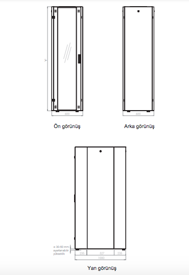 Lande Proline 400 Serisi LN-HL47U6010-BL-B 47U 600x1000 Dikili Tip Kabinet