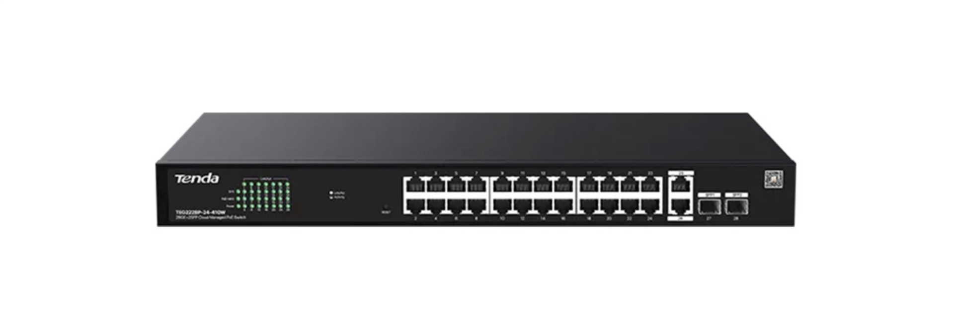 TENDA TEG2228P-24-410W 24 PORT POE 10/100/1000 2 X SFP 410W YONETILEBILIR DESKTOP SWITCH